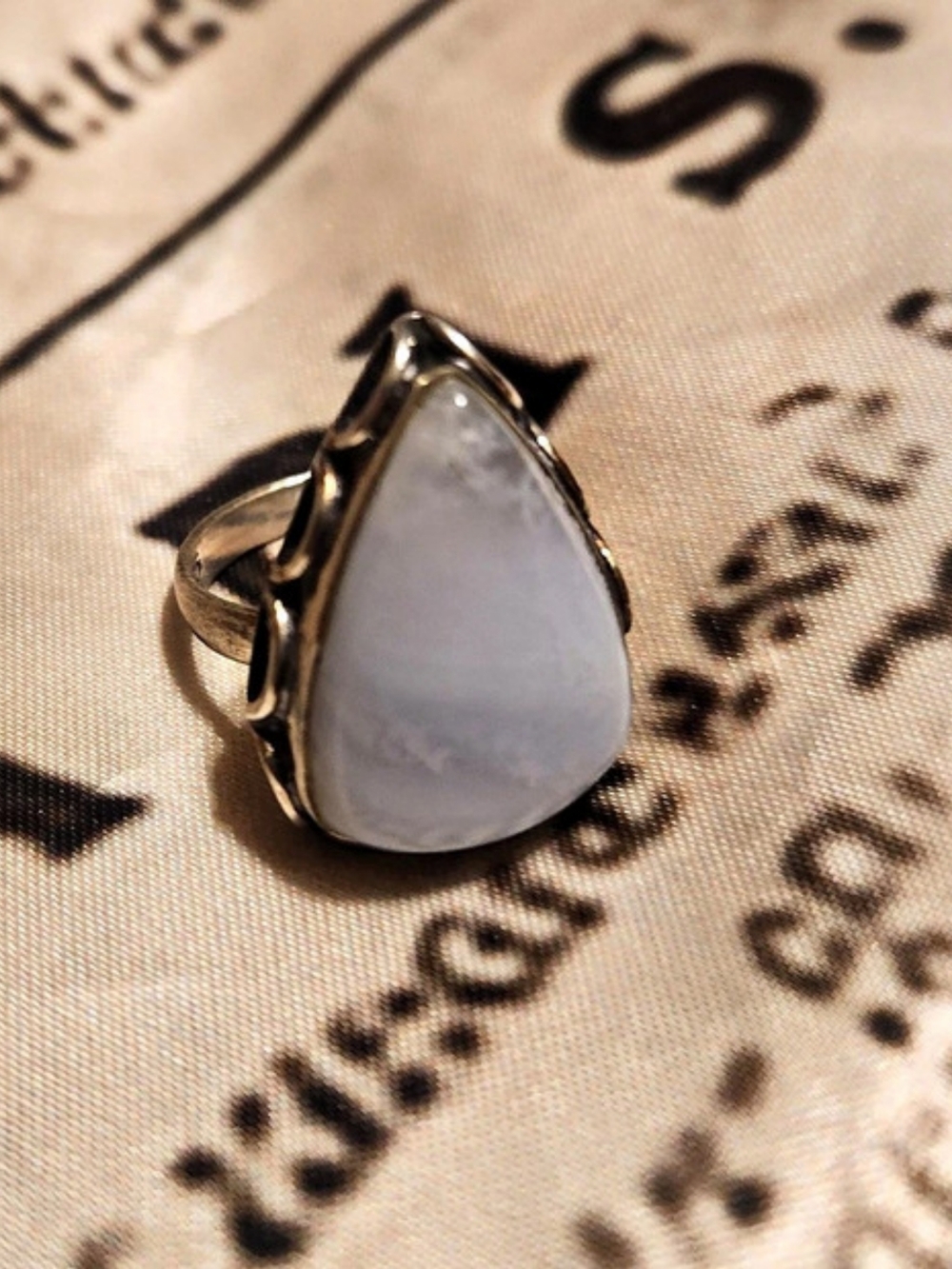 Blue Chalcedony Sterling Silver Stone Statement Ring